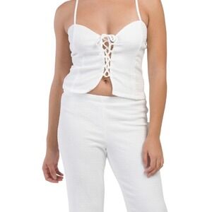 White Top & Pant Set MADDEN GIRL Lace Up Wedding Cocktail Size M NWT